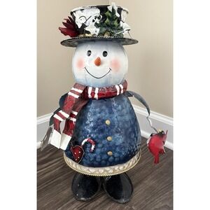 Metal Snowman Christmas Decor Figurine Rustic Holiday Winter Decoration Vintage